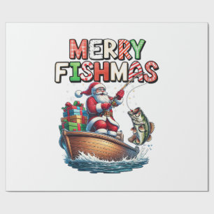 Merry Fishmas Santa Fishing Lovers Funny Fisherman Wrapping Paper