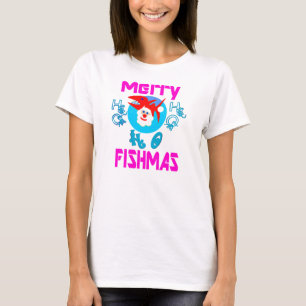 ♫♥Merry FishMas-SantaFish Funny Long Sleeve Tee♥♪ T-Shirt