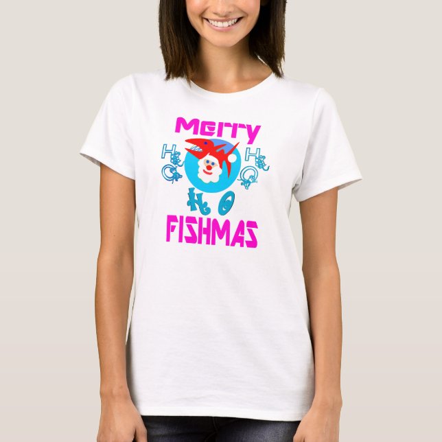 ♫♥Merry FishMas-SantaFish Funny Long Sleeve Tee♥♪ T-Shirt (Front)