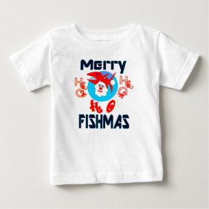 ♫♥Merry FishMas-SantaFish Toddlers Long Sleeve T♥♪ Baby T-Shirt