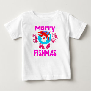 ♫♥Merry FishMas-SantaFish Toddlers Long Sleeve T♥♪ Baby T-Shirt