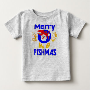 ♫♥Merry FishMas-SantaFish Toddlers Long Sleeve T♥♪ Baby T-Shirt