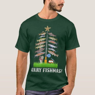 Merry Fishmas Tee Christmas Tree Fish Funny Fishin