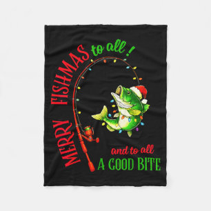 Merry Fishmas To All Fishing Fisherman's Funny Chr Fleece Blanket
