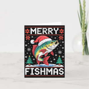 Merry Fishmas Ugly Christmas Sweater Fishing Lover Card