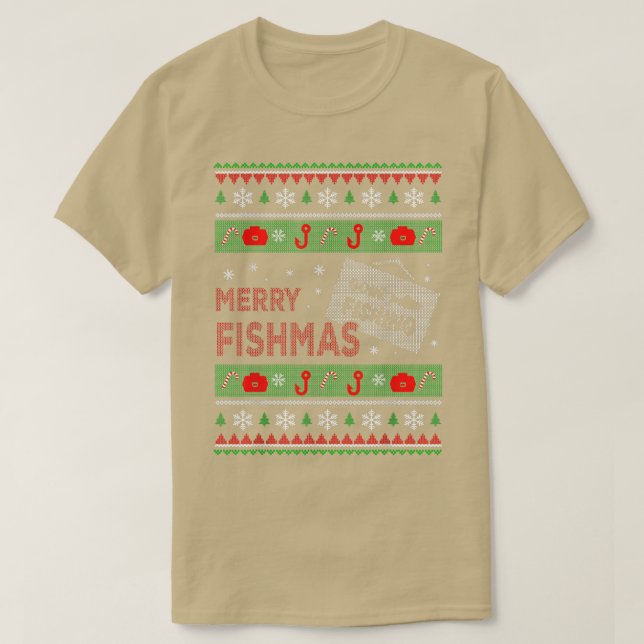 MERRY FISHMAS Ugly Christmas  T-Shirt (Design Front)