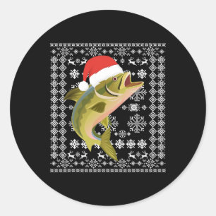 Merry Fishmas Ugly Christmas T Shirt Santa Fish Fi Classic Round Sticker