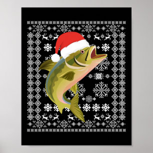 Merry Fishmas Ugly Christmas T Shirt Santa Fish Fi Poster