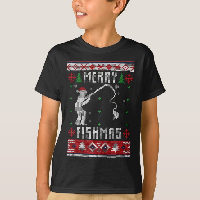 Merry Fishmas Ugly Sweater Ugly Fishing Christmas  (Front)