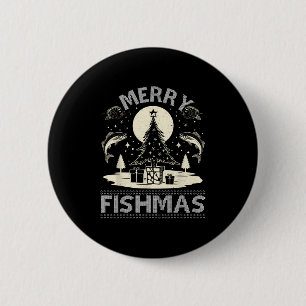 Merry Fishmas Ugly Xmas Sweater - Funny Christmas 6 Cm Round Badge