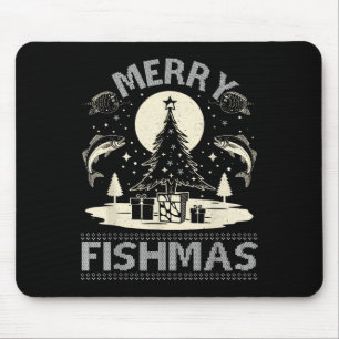 Merry Fishmas Ugly Xmas Sweater - Funny Christmas Mouse Pad