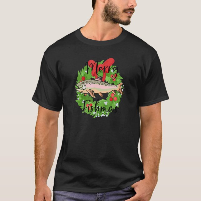 Merry Fishmas Wreath T-Shirt (Front)