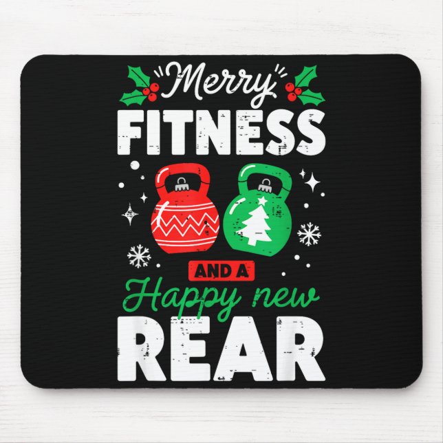 Merry Fitmas And A Happy New Rear Christmas Fitnes Mouse Pad (Front)