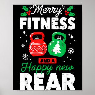 Merry Fitmas And A Happy New Rear Christmas Fitnes Poster