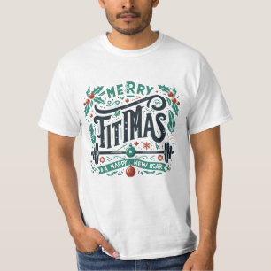 Merry Fitmas and A Happy New Rear Christmas Funny T-Shirt