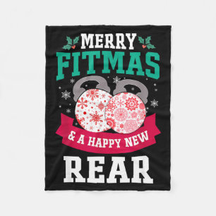 Merry Fitmas And A Happy New Rear Funny Fitness Pa Fleece Blanket