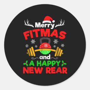 Merry Fitmas And A Happy New Year Classic Round Sticker