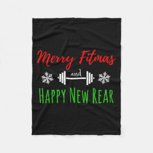 Merry Fitmas And Happy New Rear Fitness Funny  Fleece Blanket