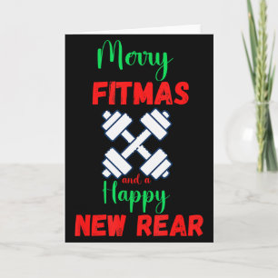 Merry Fitmas And Happy New Rear Fitness Funny Xmas Card
