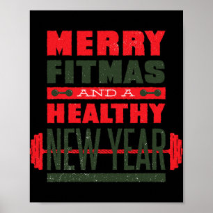 Merry Fitmas And Happy New Rear Fitness Funny Xmas Poster