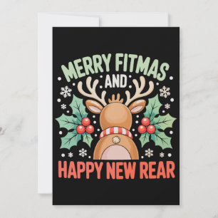 Merry Fitmas Happy New Year Reindeer Workout Xmas Invitation