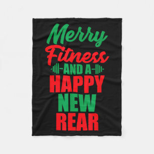 Merry Fitness And A Happy New Rear Funny Christmas Fleece Blanket