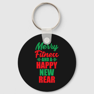 Merry Fitness And A Happy New Rear Funny Christmas Key Ring