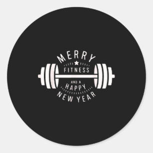 Merry Fitness And A Happy New Rear Funny Gym  Classic Round Sticker