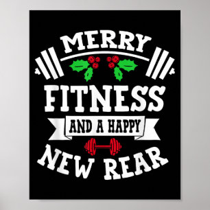 Merry Fitness And A Happy New Rear Funny Holidays Poster