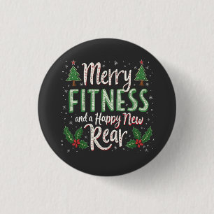 Merry Fitness and Happy New Rear Bodybuilding Xmas 3 Cm Round Badge