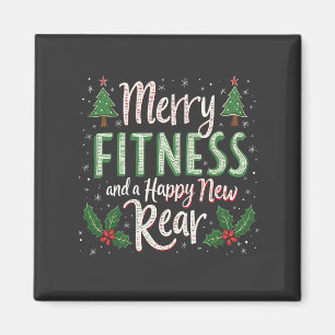 Merry Fitness and Happy New Rear Bodybuilding Xmas Magnet