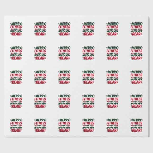 Merry Fitness and Happy New Rear Fitness Christmas Wrapping Paper (Flat)