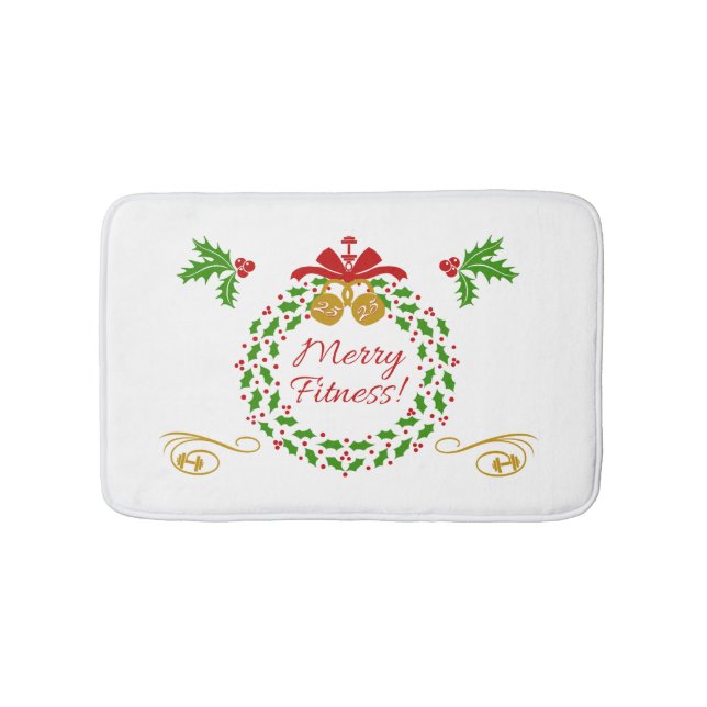 Merry Fitness Christmas Wreath Bath Mat (Front)