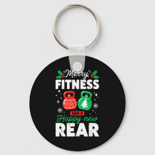Merry Fitness Happy New Rear Christmas Holiday Gym Key Ring
