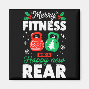 Merry Fitness Happy New Rear Christmas Holiday Gym Magnet