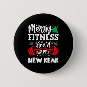 Merry Fitness Happy New Rear Workout Christmas  6 Cm Round Badge