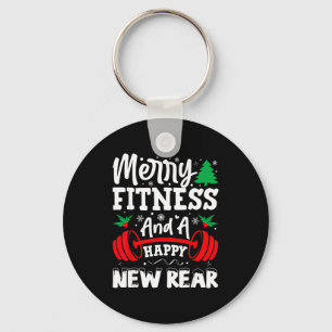 Merry Fitness Happy New Rear Workout Christmas Key Ring