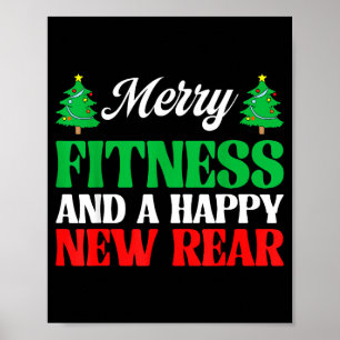 Merry Fitness Happy New Rear Workout Christmas  Poster