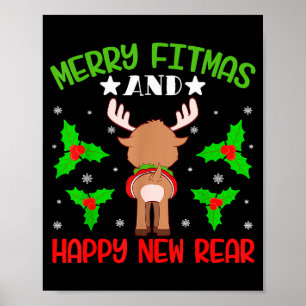 Merry Fitness Happy New Rear Workout Christmas Poster