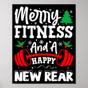 Merry Fitness Happy New Rear Workout Christmas  Poster