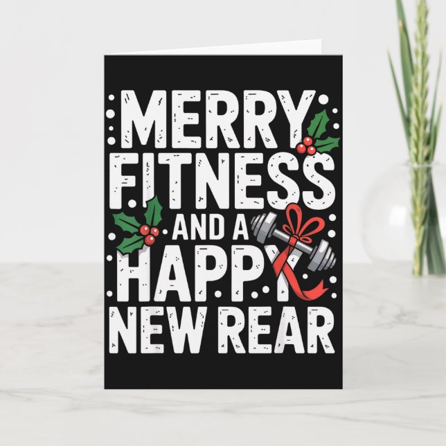 Merry Fitness Happy New Rear Workout Fitmas Christ Card (Front)