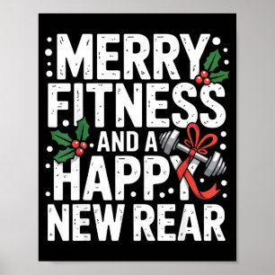 Merry Fitness Happy New Rear Workout Fitmas Christ Poster