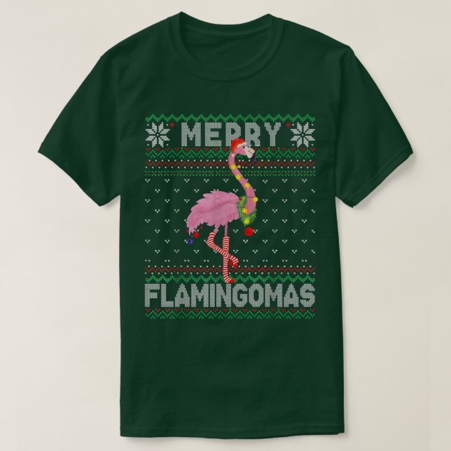 Merry Flamingomas Happy Christmas Holiday Flamingo T-Shirt (Design Front)
