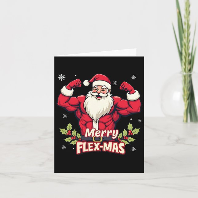 Merry Flex-mas Muscles For Christmas Santa Fitness Card (Front)