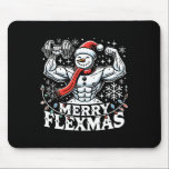 Merry Flexmas - Snowman Flexing Christmas Gym Body Mouse Pad<br><div class="desc">Merry Flexmas - Snowman Flexing Christmas Gym Bodybuilding</div>