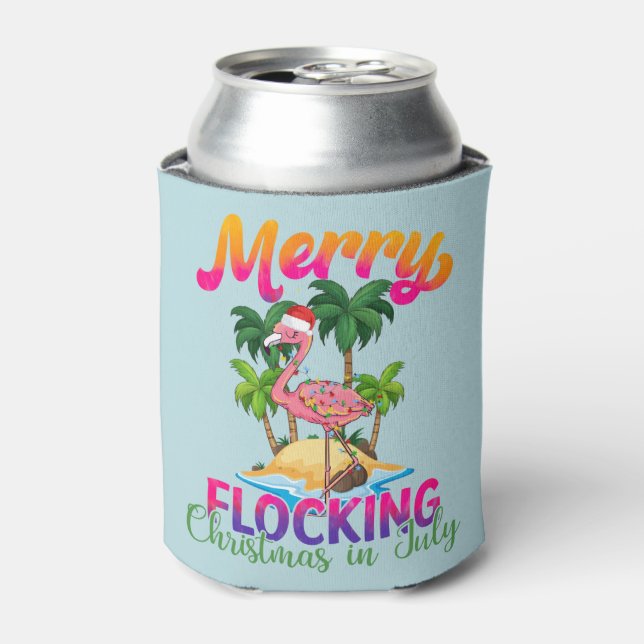 Merry Flocking Christmas | Christmas in July Can Cooler (Can Front)