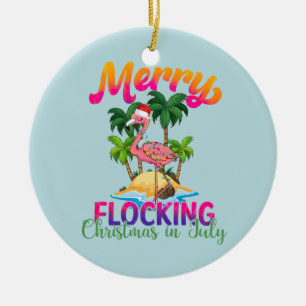 Merry Flocking Christmas Christmas in July Ceramic Tree Decoration