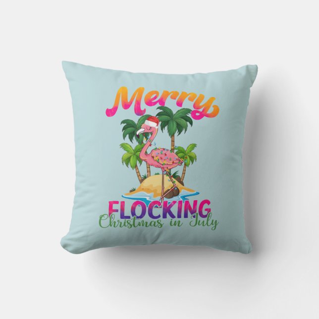 Merry Flocking Christmas | Christmas in July Cushion (Front)