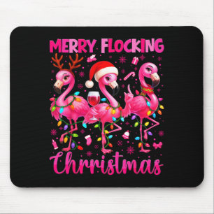 Merry Flocking Christmas Flamingo Drink Pjs Xmas M Mouse Pad