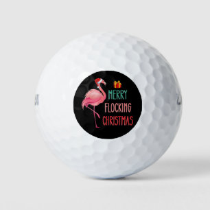 Merry Flocking Christmas Funny Flamingo Holiday Golf Balls